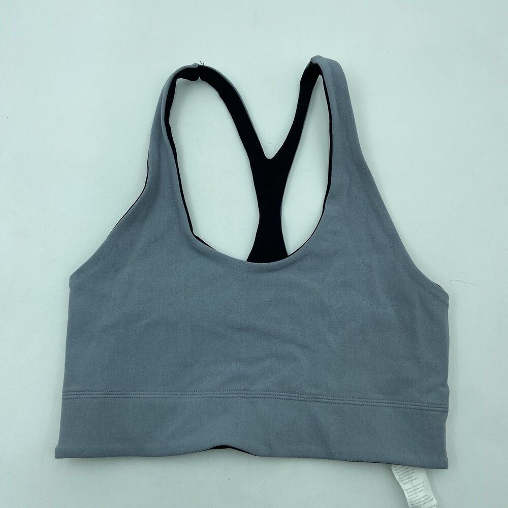 Fabletics Sculptknit Reversible Sports Bra Racerback. Gray/Black, Small
